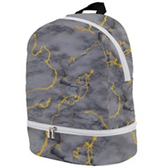 Marble Neon Retro Light Gray With Gold Yellow Veins Texture Floor Background Retro Neon 80s Style Neon Colors Print Luxuous Real Marble Zip Bottom Backpack by genx