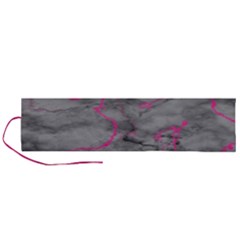 Marble Light Gray With Bright Magenta Pink Veins Texture Floor Background Retro Neon 80s Style Neon Colors Print Luxuous Real Marble Roll Up Canvas Pencil Holder (l) by genx
