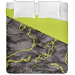 Marble light gray with green lime veins texture floor background retro neon 80s style neon colors print luxuous real marble Duvet Cover Double Side (California King Size)