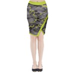 Marble light gray with green lime veins texture floor background retro neon 80s style neon colors print luxuous real marble Midi Wrap Pencil Skirt
