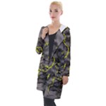 Marble light gray with green lime veins texture floor background retro neon 80s style neon colors print luxuous real marble Hooded Pocket Cardigan