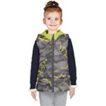 Marble light gray with green lime veins texture floor background retro neon 80s style neon colors print luxuous real marble Kids  Hooded Puffer Vest