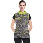 Marble light gray with green lime veins texture floor background retro neon 80s style neon colors print luxuous real marble Women s Puffer Vest