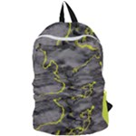 Marble light gray with green lime veins texture floor background retro neon 80s style neon colors print luxuous real marble Foldable Lightweight Backpack