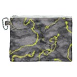 Marble light gray with green lime veins texture floor background retro neon 80s style neon colors print luxuous real marble Canvas Cosmetic Bag (XL)