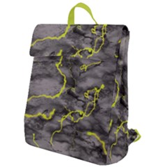 Marble Light Gray With Green Lime Veins Texture Floor Background Retro Neon 80s Style Neon Colors Print Luxuous Real Marble Flap Top Backpack by genx