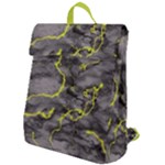 Marble light gray with green lime veins texture floor background retro neon 80s style neon colors print luxuous real marble Flap Top Backpack