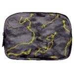 Marble light gray with green lime veins texture floor background retro neon 80s style neon colors print luxuous real marble Make Up Pouch (Small)