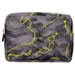 Marble light gray with green lime veins texture floor background retro neon 80s style neon colors print luxuous real marble Make Up Pouch (Medium)