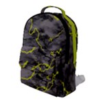 Marble light gray with green lime veins texture floor background retro neon 80s style neon colors print luxuous real marble Flap Pocket Backpack (Large)