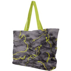 Marble Light Gray With Green Lime Veins Texture Floor Background Retro Neon 80s Style Neon Colors Print Luxuous Real Marble Simple Shoulder Bag by genx