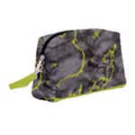 Marble light gray with green lime veins texture floor background retro neon 80s style neon colors print luxuous real marble Wristlet Pouch Bag (Medium)