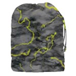 Marble light gray with green lime veins texture floor background retro neon 80s style neon colors print luxuous real marble Drawstring Pouch (3XL)