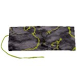 Marble light gray with green lime veins texture floor background retro neon 80s style neon colors print luxuous real marble Roll Up Canvas Pencil Holder (S)