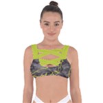 Marble light gray with green lime veins texture floor background retro neon 80s style neon colors print luxuous real marble Bandaged Up Bikini Top