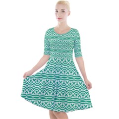 Pattern Green Quarter Sleeve A-line Dress by Mariart