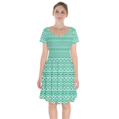 Pattern Green Short Sleeve Bardot Dress by Mariart