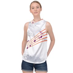 Music Notes Clef Sound High Neck Satin Top by HermanTelo