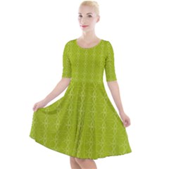 Background Texture Pattern Green Quarter Sleeve A-line Dress by HermanTelo