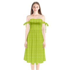 Background Texture Pattern Green Shoulder Tie Bardot Midi Dress