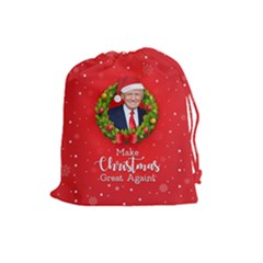 Make Christmas Great Again With Trump Face Maga Drawstring Pouch (large) by snek