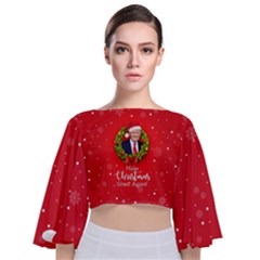 Make Christmas Great Again With Trump Face Maga Tie Back Butterfly Sleeve Chiffon Top by snek