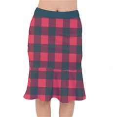 Canadian Lumberjack Red And Black Plaid Canada Short Mermaid Skirt by snek