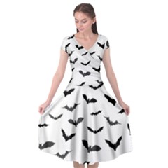 Bats Pattern Cap Sleeve Wrap Front Dress by Sobalvarro