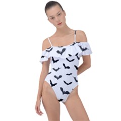 Bats Pattern Frill Detail One Piece Swimsuit by Sobalvarro