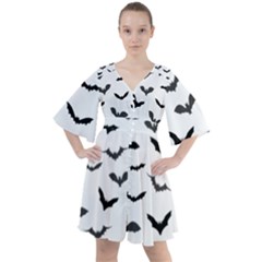 Bats Pattern Boho Button Up Dress by Sobalvarro