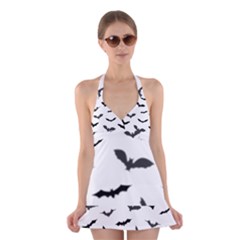 Bats Pattern Halter Dress Swimsuit  by Sobalvarro