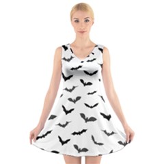 Bats Pattern V-neck Sleeveless Dress by Sobalvarro