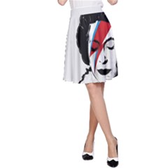 Banksy Graffiti Uk England God Save The Queen Elisabeth With David Bowie Rockband Face Makeup Ziggy Stardust A-line Skirt by snek