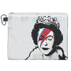 Banksy Graffiti Uk England God Save The Queen Elisabeth With David Bowie Rockband Face Makeup Ziggy Stardust Canvas Cosmetic Bag (xxl) by snek