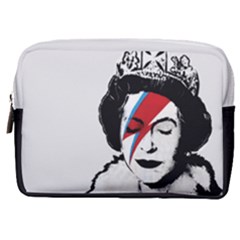 Banksy Graffiti Uk England God Save The Queen Elisabeth With David Bowie Rockband Face Makeup Ziggy Stardust Make Up Pouch (medium) by snek