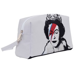Banksy Graffiti Uk England God Save The Queen Elisabeth With David Bowie Rockband Face Makeup Ziggy Stardust Wristlet Pouch Bag (large) by snek