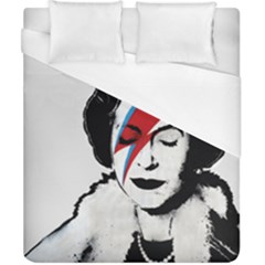 Banksy Graffiti Uk England God Save The Queen Elisabeth With David Bowie Rockband Face Makeup Ziggy Stardust Duvet Cover (california King Size) by snek