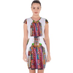 African Fabrics Fabrics Of Africa Front Fabrics Of Africa Back Capsleeve Drawstring Dress  by dlmcguirt