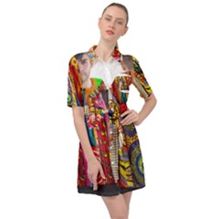 African Fabrics Fabrics Of Africa Front Fabrics Of Africa Back Belted Shirt Dress by dlmcguirt