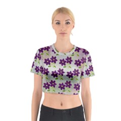 Purple Flower Cotton Crop Top