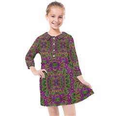 Peacock Lace In The Nature Kids  Quarter Sleeve Shirt Dress by pepitasart