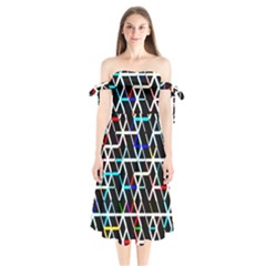 Abstrait Neon Shoulder Tie Bardot Midi Dress by kcreatif