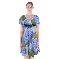 Hydrangea  Short Sleeve V-neck Flare Dress by Sobalvarro