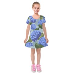 Hydrangea  Kids  Short Sleeve Velvet Dress by Sobalvarro