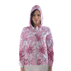Pink Flowers Women s Hooded Windbreaker by Sobalvarro