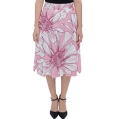 Pink Flowers Classic Midi Skirt by Sobalvarro