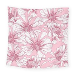 Pink Flowers Square Tapestry (large) by Sobalvarro