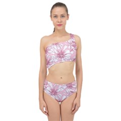 Pink Flowers Spliced Up Two Piece Swimsuit by Sobalvarro