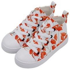 Pattern Coquelicots  Kids  Mid-top Canvas Sneakers by kcreatif