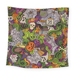 Halloween Doodle Vector Seamless Pattern Square Tapestry (large) by Sobalvarro
